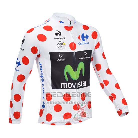 2013 Fietskleding Movistar Lider Wit en Rood Lange Mouwen en Koersbroek